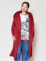 【チャイハネ】yul 無地ビッグシルエットロングコート/レッド