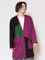 【チャイハネ】異素材パッチワークMEN'Sカーディガン/パープル
