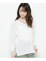 【ハンドウォッシュ】リネン混ローゲージニットプルオーバー/ホワイト(002)