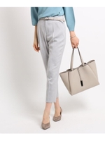 【マシンウォッシュ】リネン風ストレッチテーパードパンツ/ライトグレー(411)