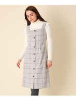 【手洗い可】チェックジャンパースカート/ダークグレー(213)