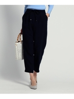 【洗える】ウエストコードタックパンツ/ネイビー(093)