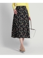 【洗える】オリエンタルフラワーロングスカート/ブラック(119)