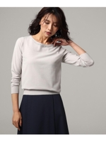 【洗える】ガラスビーズネックニット/ライトグレー(011)