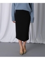 【洗える】スリットデザイン ストレッチタイトスカート/ブラック(019)