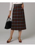 【洗える】タイトチェックスカート/ブラウン(842)