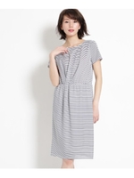 【洗える】ボーダージャージワンピース/ホワイト(301)