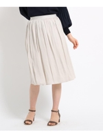 【洗える】マットサテンギャザースカート/ライトベージュ(051)