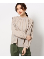【洗濯機可】【前後2way】スタンドカラーブラウス/ベージュ(252)