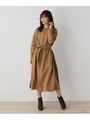 ＜WEB限定・LLサイズあり＞ベルト付き シャツワンピース/ライトベージュ(051)