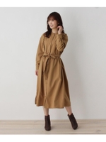 ＜WEB限定・LLサイズあり＞ベルト付き シャツワンピース/ライトベージュ(051)