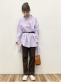 ＜使える!＞コットンシャツチュニック/ラベンダー