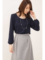 ◆[ウォッシャブル]ノルディスレイウォームタックブラウス/ネイビー(120)