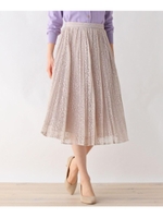 ◆【andGIRL4月号掲載】【42(LL)WEB限定サイズ】フラワーレースプリーツスカート/ライトベージュ(051)