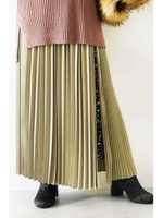 ◆ペイント柄レイヤードプリーツスカート/ミントグリーン(130)