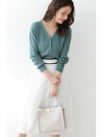 ◆ランダムドットフレアスカート/ホワイトドット1(031)