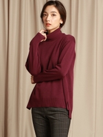 やわらか素材のタートルニット/ボルドー