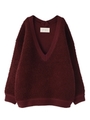 ウール混ループニット/ボルドー