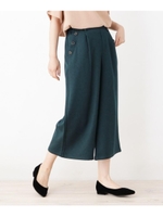 ウール調ツイルワイドパンツ/モスグリーン(024)