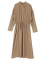 ウエストギャザーシャツガウンワンピース/ベージュ