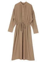 ウエストギャザーシャツガウンワンピース/ベージュ