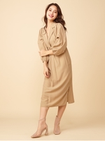 ウエストクロステーラーシャツワンピース/ベージュ