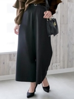 ウエストリボンハイウエストワイドパンツ/ブラック