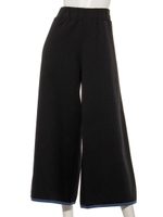 オーガニックコットン混ストレッチポンチ　ワイドパンツ/ブラック