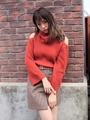 オープンショルダータートルニットTOPS/オレンジブラウン
