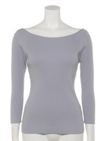 オフショルリブニット＜７分袖＞/ライトブルー