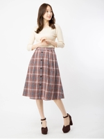オリジナルチェックフレアスカート/ブラウン