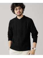 カシミヤＭＩＸケーブルＶネックニット/ブラック(010)