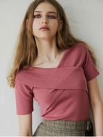 カシュクール半袖ニット/ピンク