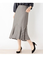 カルゼ切り替えスカート/ダークブラウン(143)