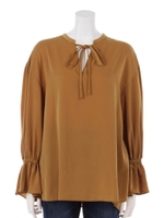 キャンディスリーブボウタイブラウス/カラシ