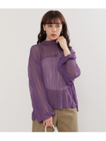 クリンクルプリーツブラウス/パープル(022)