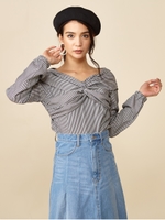 クロスデザインブラウス/ブラック