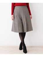 グレンチェックハーフ丈ワイドパンツ/ベージュ(252)