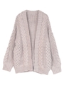 ケーブル編みゆったりカーディガン/ライトグレー