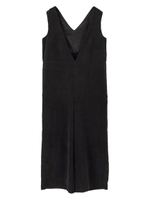 コーデュロイVネックオールインワン/ブラック