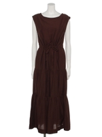 コットンキャンブリックティアードワンピース/ブラウン