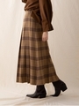 サキソニーウールチェックプリーツスカート/ベージュ