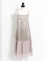 サテンストレッチ×シフォン　インナーキャミワンピース/ベージュ