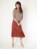 サテンプリーツスカート/レッド