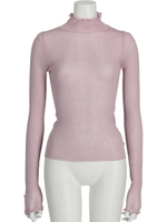 シアーハイネックリブニット/ラベンダー