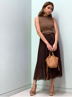 シフォンプリーツスカート/BROWN