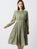 シャーリングプリーツワンピース/ライトグリーン