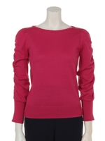 シャーリング袖プルオーバー/ピンク