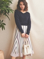 ジャガード配色ニットＯＰ/紺