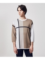 ジュウジ柄 オーバーサイズニットソー（7分袖）/ベージュ(552)